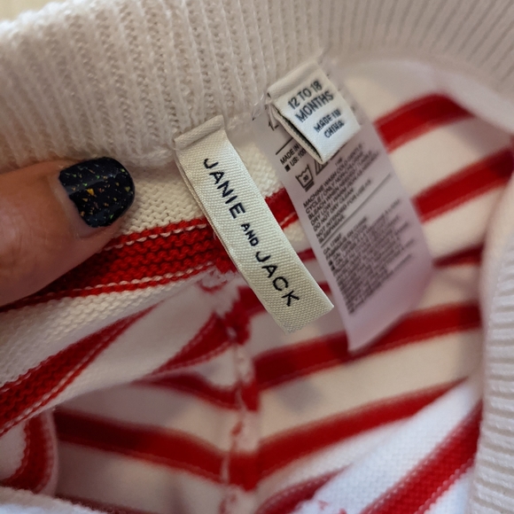 Janie and Jack white & red striped sweater pants size 12-18 M - Picture 5 of 7